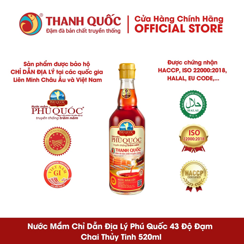 Nước mắm chỉ dẫn địa lý Phú Quốc Thanh Quốc 43N 520ml x 2 chai