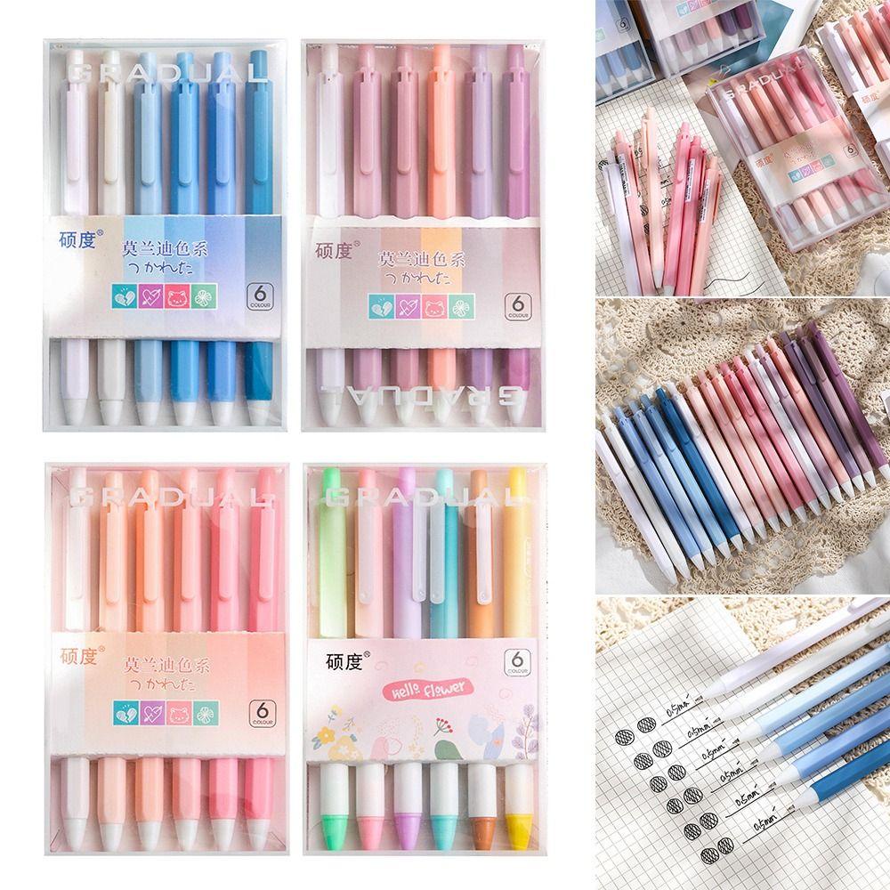 Set 6 Bút Mực Gel Ngòi 0.5mm Dạng Nhấn Tiện Dụng