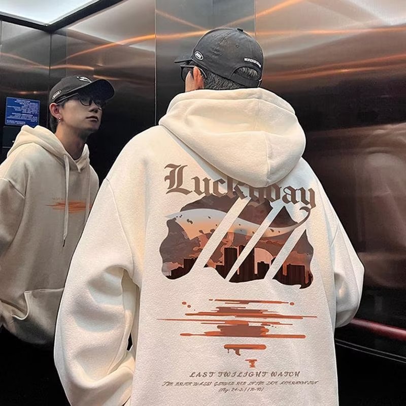 Size M-8XL Áo Hoodie Tay Dài Dáng Rộng In Chữ Thời Trang Mùa Thu Cho Nam Sinh
