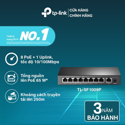 Bộ Chia Tín Hiệu Switch Để Bàn TP-Link TL-SF1009P 9 Cổng 10/100Mbps với 8 Cổng PoE