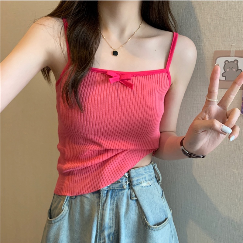 ZHELIHANGFEI Áo Dệt Kim Hai Dây Không Tay Lưng Cao Gợi Cảm Cho Nữ