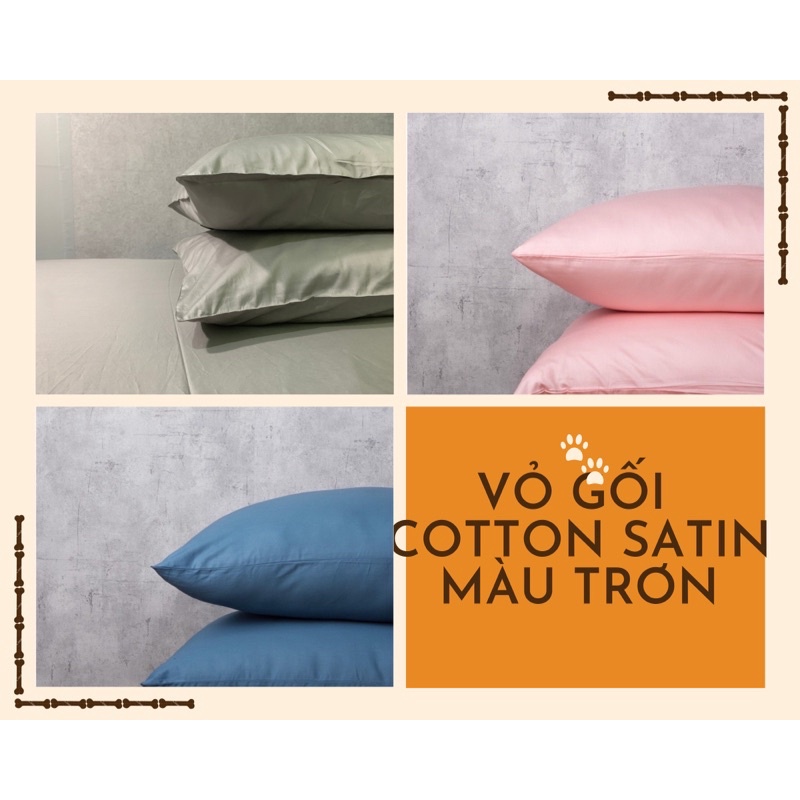 Vỏ gối nằm màu cotton satin trơn Hàn Quốc dây kéo