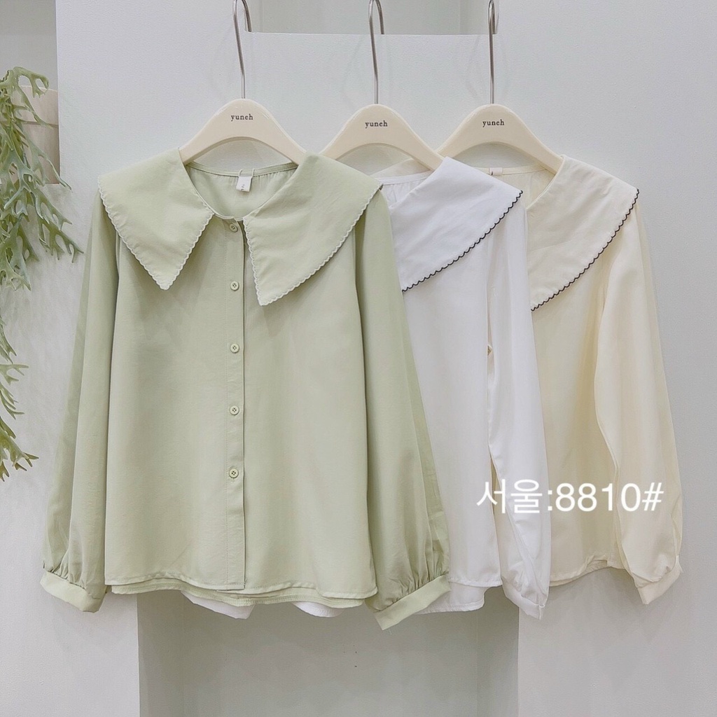 Áo sơ mi nữ Quảng Châu dáng suông chất thô phom rộng rãi mã 8810#