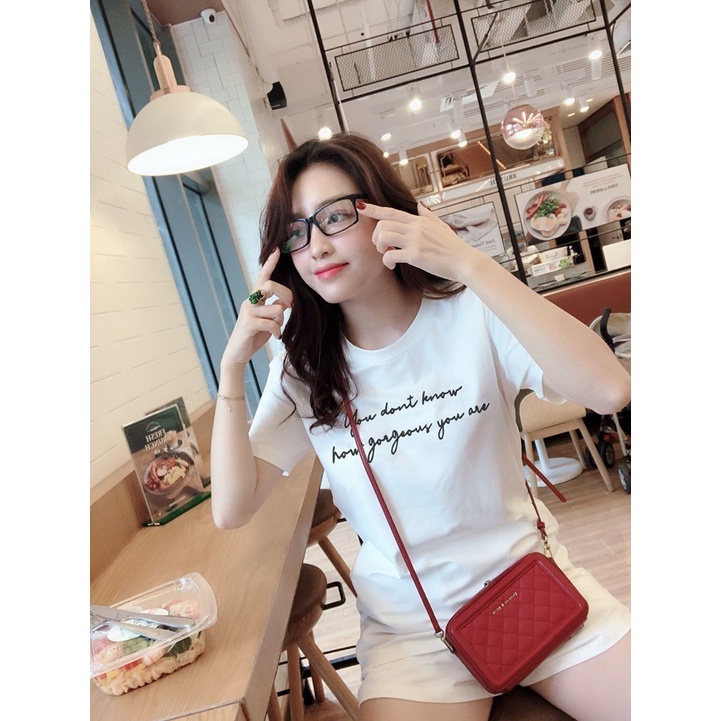 Áo thun thái form rộng in chữ vải xịn dày