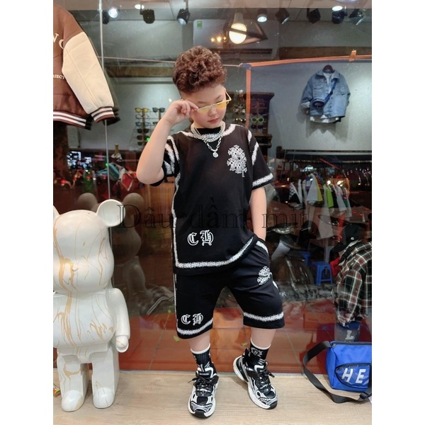 Set bộ thun cotton hình in siêu ngầu cho bé trai