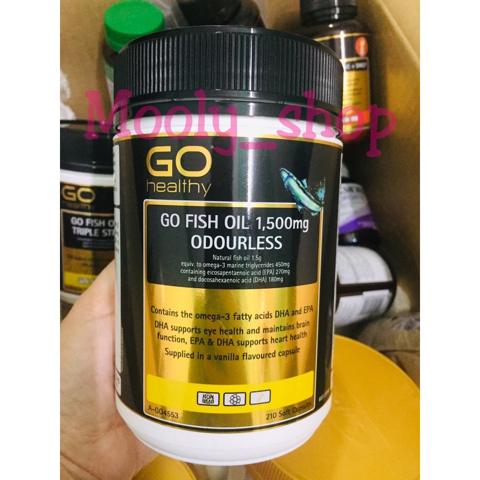 Viên uống dầu cá không mùi omega 3 1500mg - Go Fish Oil 1500mg ODourless (210 viên)