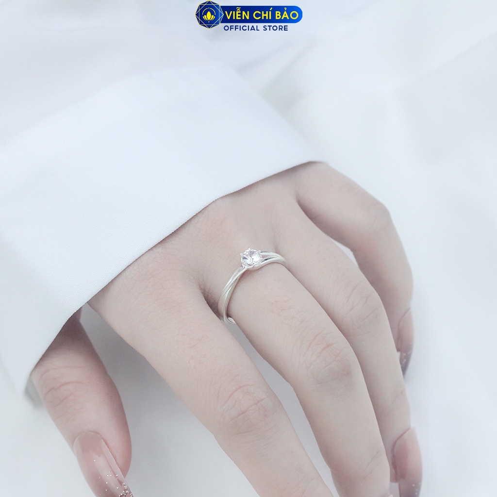 Nhẫn bạc nữ xoắn đính đá chất liệu bạc 925 thời trang phụ kiện trang sức Viễn Chí Bảo N400588