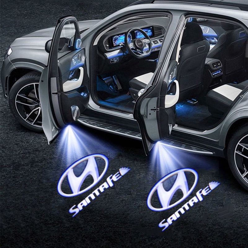 2 Đèn Led Chào Mừng Gắn Cửa Xe Hơi Cho Hyundai Santafe