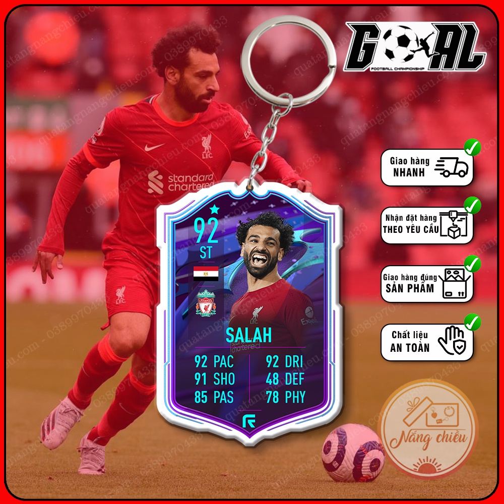 Móc khóa cầu thủ cao cấp Mohamed Salah-phụ kiện treo balo thẻ bóng đá đẹp yêu thích nhất 2023-CLB Liverpool[4359-4368]