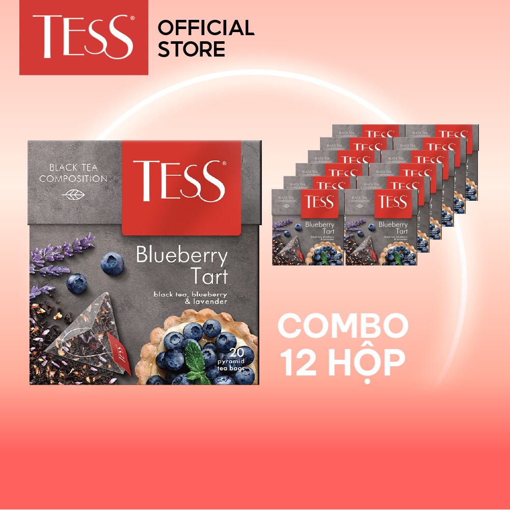 [DATE 3/2024]Combo 12 hộp Trà đen Tess Blueberry Tart vị hoa oải hương và việt quất 20 gói/hộp