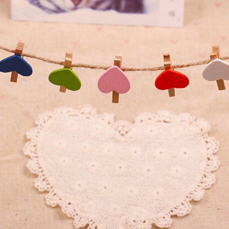 Set 10 Kẹp Giữ Ảnh / Dây Treo Hình Trái Tim Màu Sắc Ngẫu Nhiên Trang Trí Tiệc Cưới / Sinh Nhật / Cà Phê Giá Đỡ