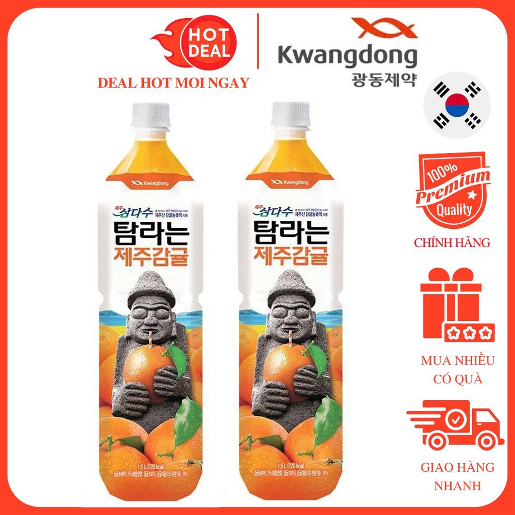 COMBO 2 Chai Nước Ép Quýt Jeju Kwangdong Hàn Quốc 1.5L/Chai