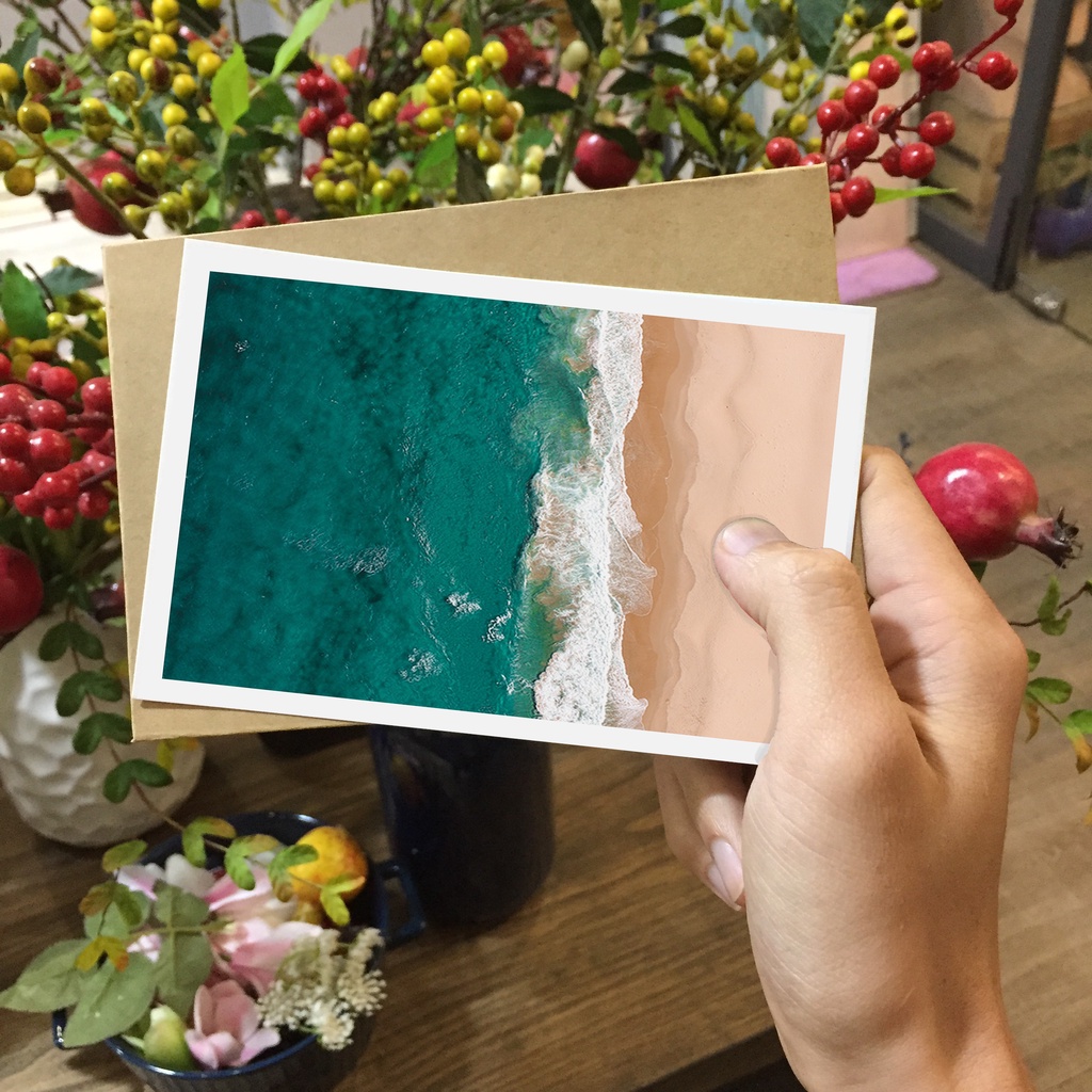 Postcard, thiệp trang trí, bưu thiếp chủ đề Biền in giấy mỹ thuật kích thước 10x15 tặng kèm bao thư giấy kraft
