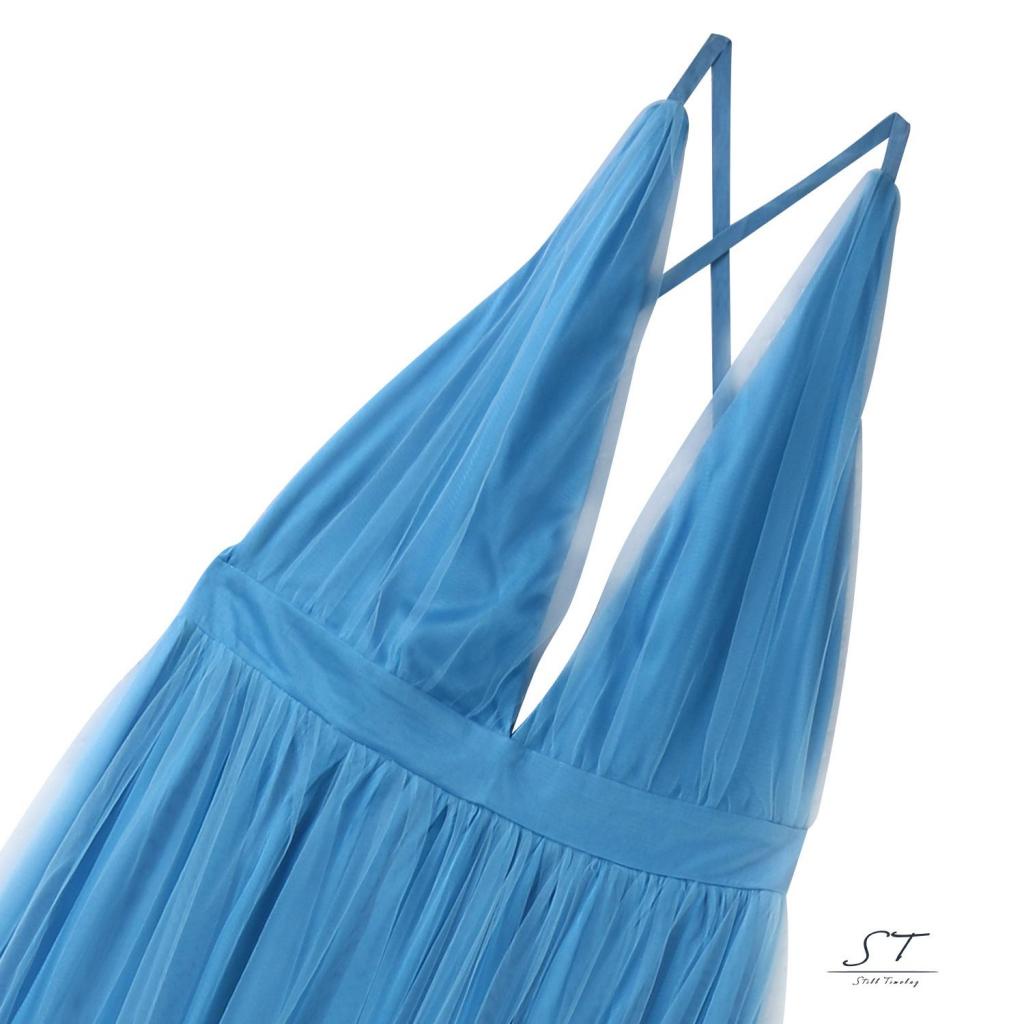 Đầm Voan Dài Không Tay Cổ Chữ V Sâu Màu Sắc Thanh Lịch Dành Cho Nữ CY03