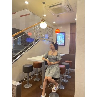 Đầm xoè 2 tầng eo vạt tim