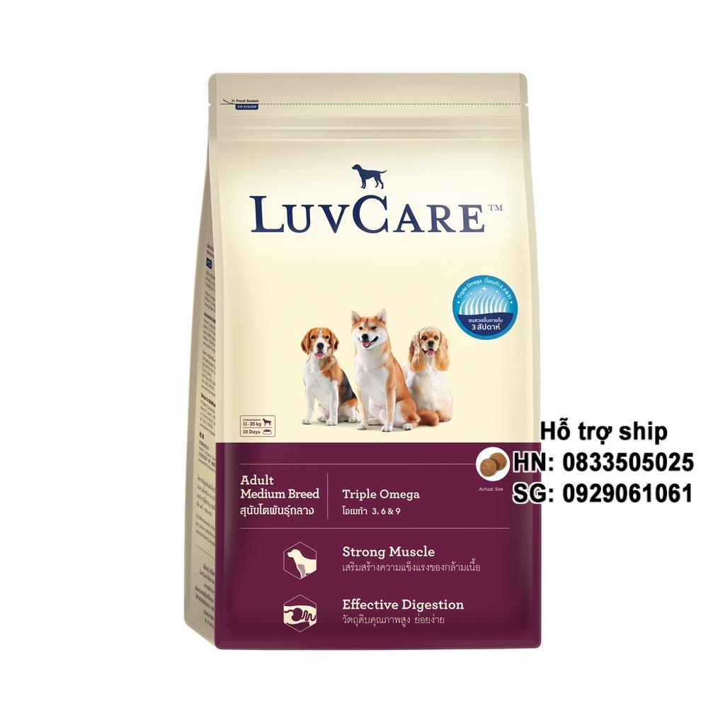 Thức ăn CHÓ TRƯỞNG THÀNH GIỐNG VỪA 3kg Luvcare mượt lông