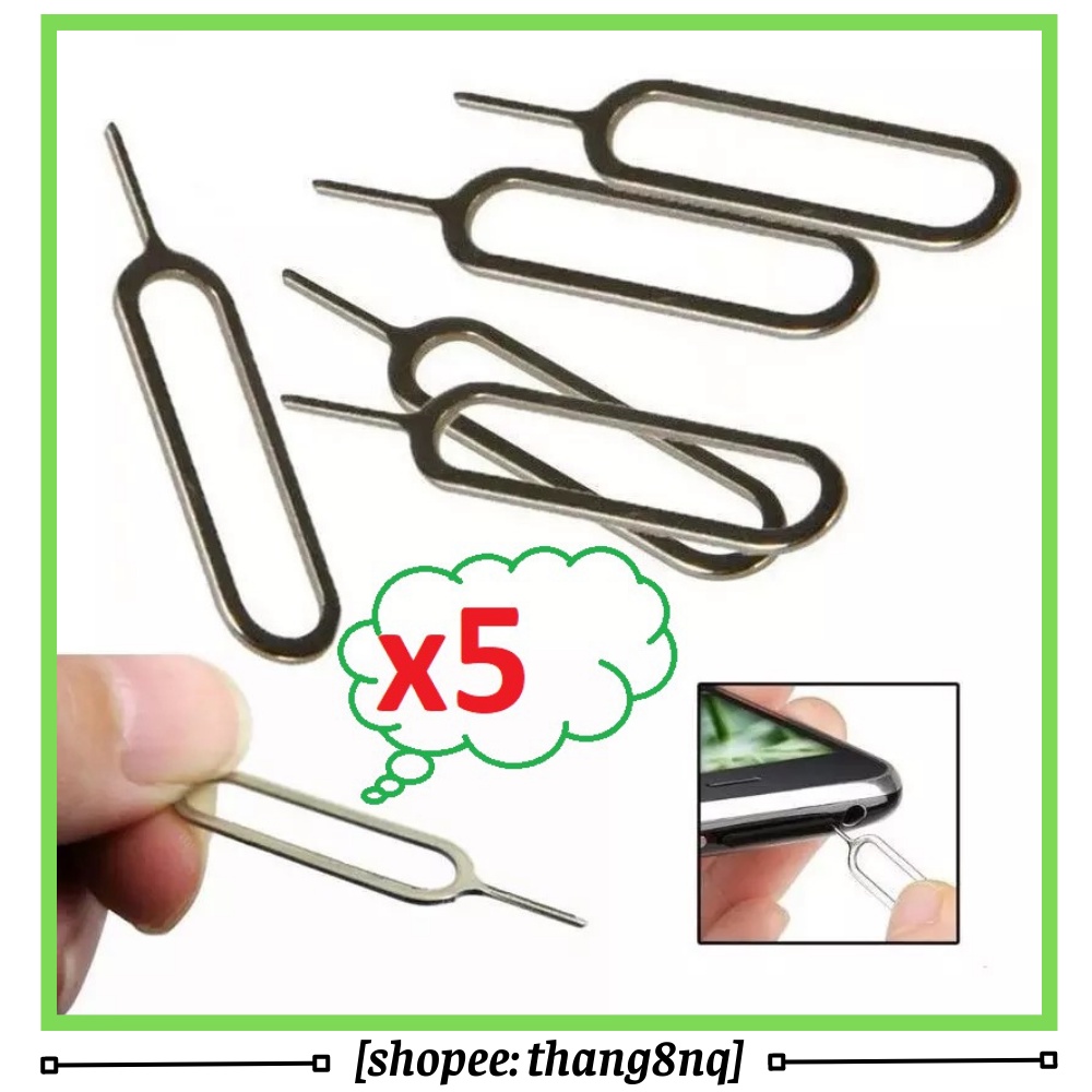 Combo 5 que chọc sim Inox, tháo lắp nhanh sim, thẻ nhớ cho smartphone