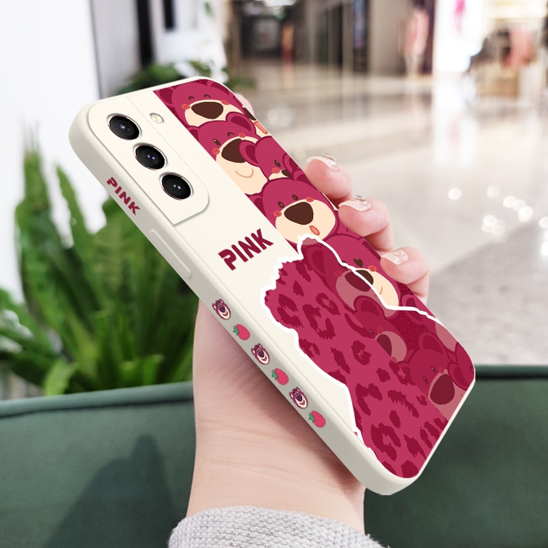 Ốp Điện Thoại Cảm Giác Chạm Thoải Mái In Hình Gấu Dâu Tây Cho Samsung Galaxy S21 S20 FE Ultra Plus