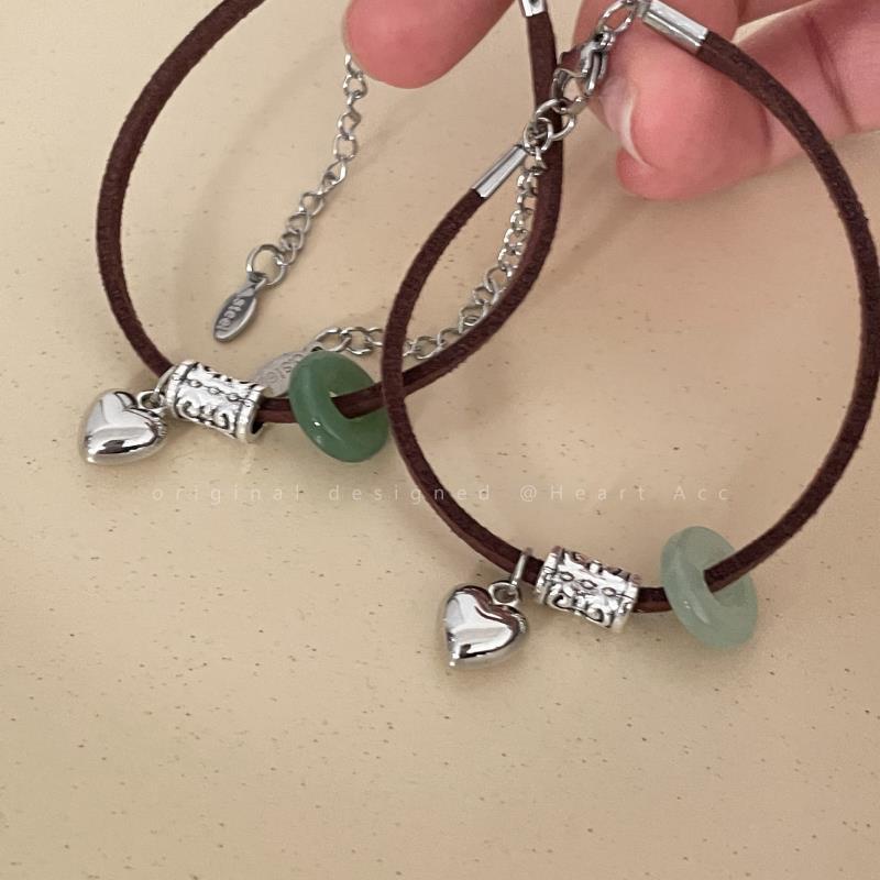 Vòng Tay Mặt Trái Tim Đính Đá May Mắn Cho Cặp Đôi