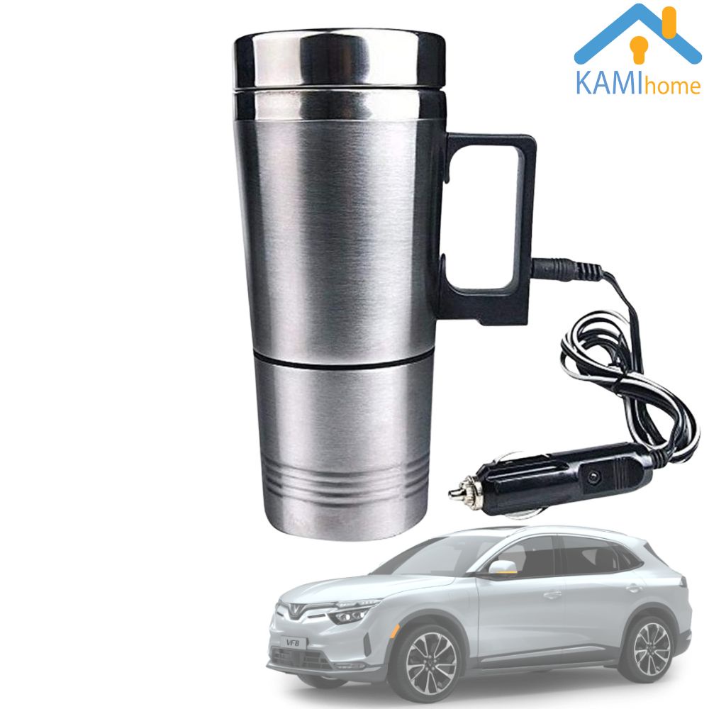 Bình nước trên ô tô đun nóng giữ nhiệt inox 304 thép không gỉ 500-580ml mã 22080