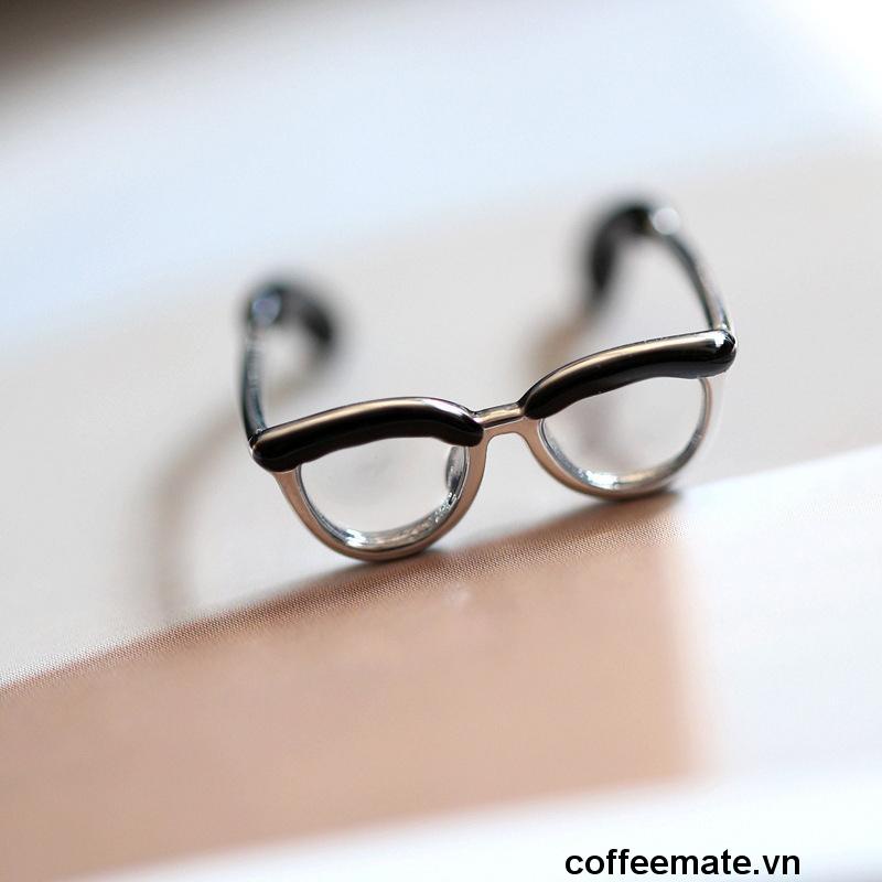 【coffeemate】⚡ Nhẫn Đeo Tay Mặt Hình Mắt Kính Dễ Thương Thời Trang Nhật Hàn