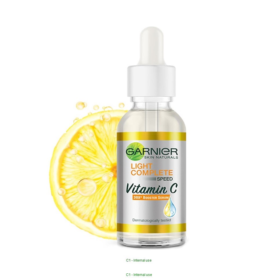 Serum Garnier dưỡng sáng, mờ thâm Bright Complete 30x Vitamin C Booster 30ml