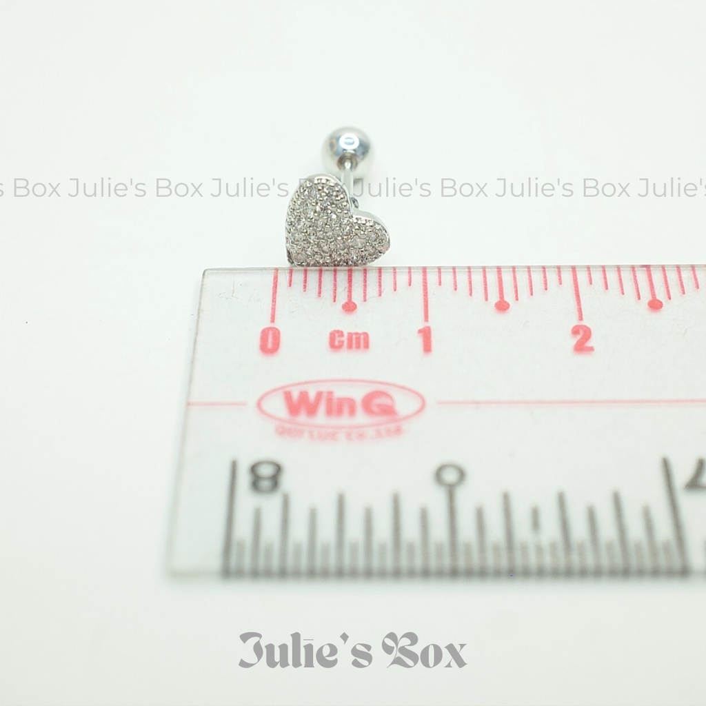 [1 Chiếc] Khuyên Tai Heart No.3 Đính Đá Màu Bạc Không Gỉ Sét Không Ngứa Bông Tai Unisex Julies Box 66