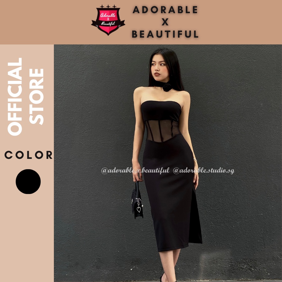 Đầm Dự Tiệc Sang Trọng Ôm Body Form Corset Xuyên Thấu, Váy Đi Tiệc Xẻ Tặng Kèm Vòng Cổ [AdorablexBeautiful]