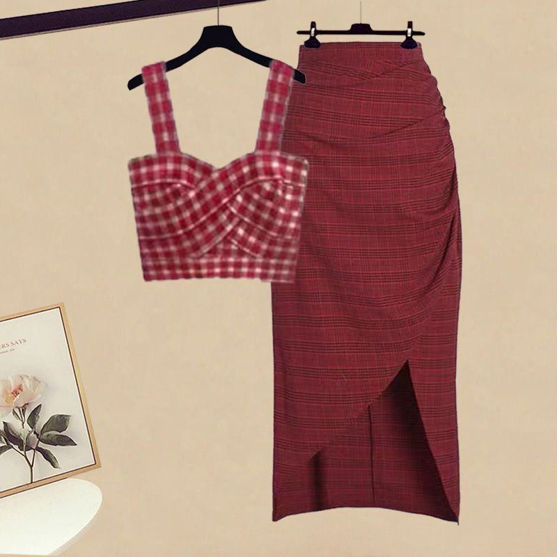 Bộ Áo Khoác Cardigan + Áo Khoác Cardigan + Chân Váy Sọc Ca Rô Thời Trang Xuân Thu Hàng Mới 2023