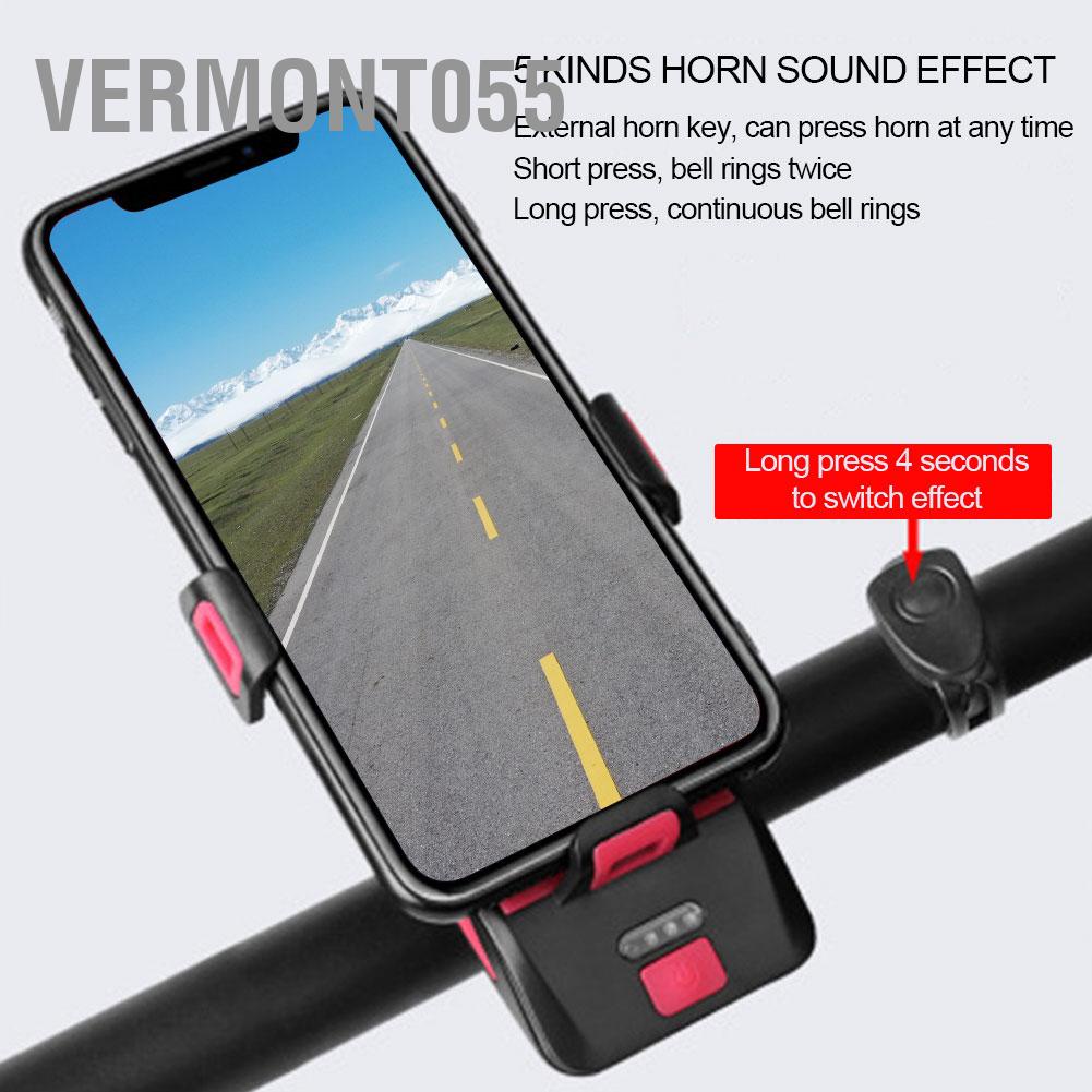Vermont055 FH‑5501 Giá đỡ điện thoại di động dành cho xe đạp Đèn pha Còi sạc Phụ kiện đi 4 trong 1