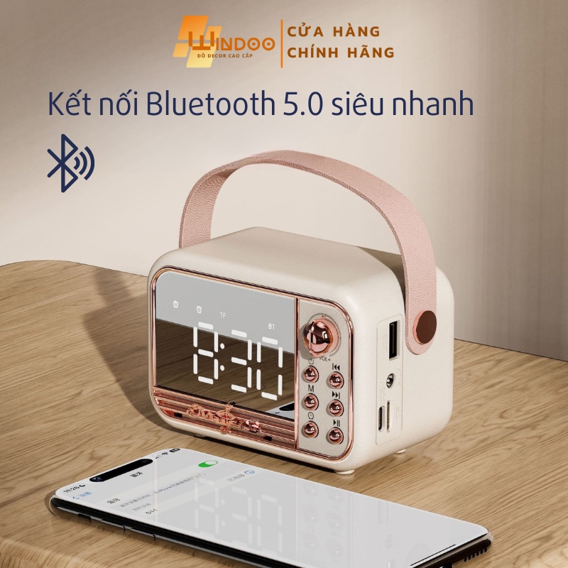 Loa bluetooth đồng hồ báo thức Windoo WD47 màn hình gương, loa bluetooth kết hợp đồng hồ đa chức năng | BigBuy360 - bigbuy360.vn