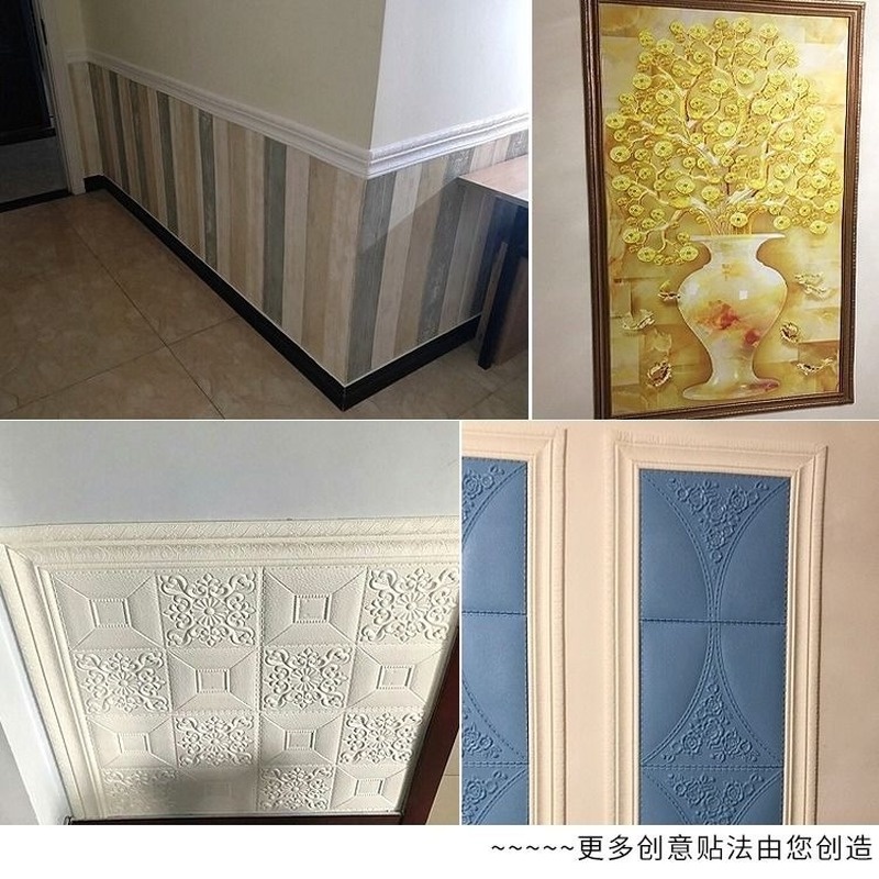 Cuộn Dây Dán Viền Tường / Khung Cửa Sổ / Viền Tường Tự Dính Họa Tiết 3D Trang Trí Nội Thất