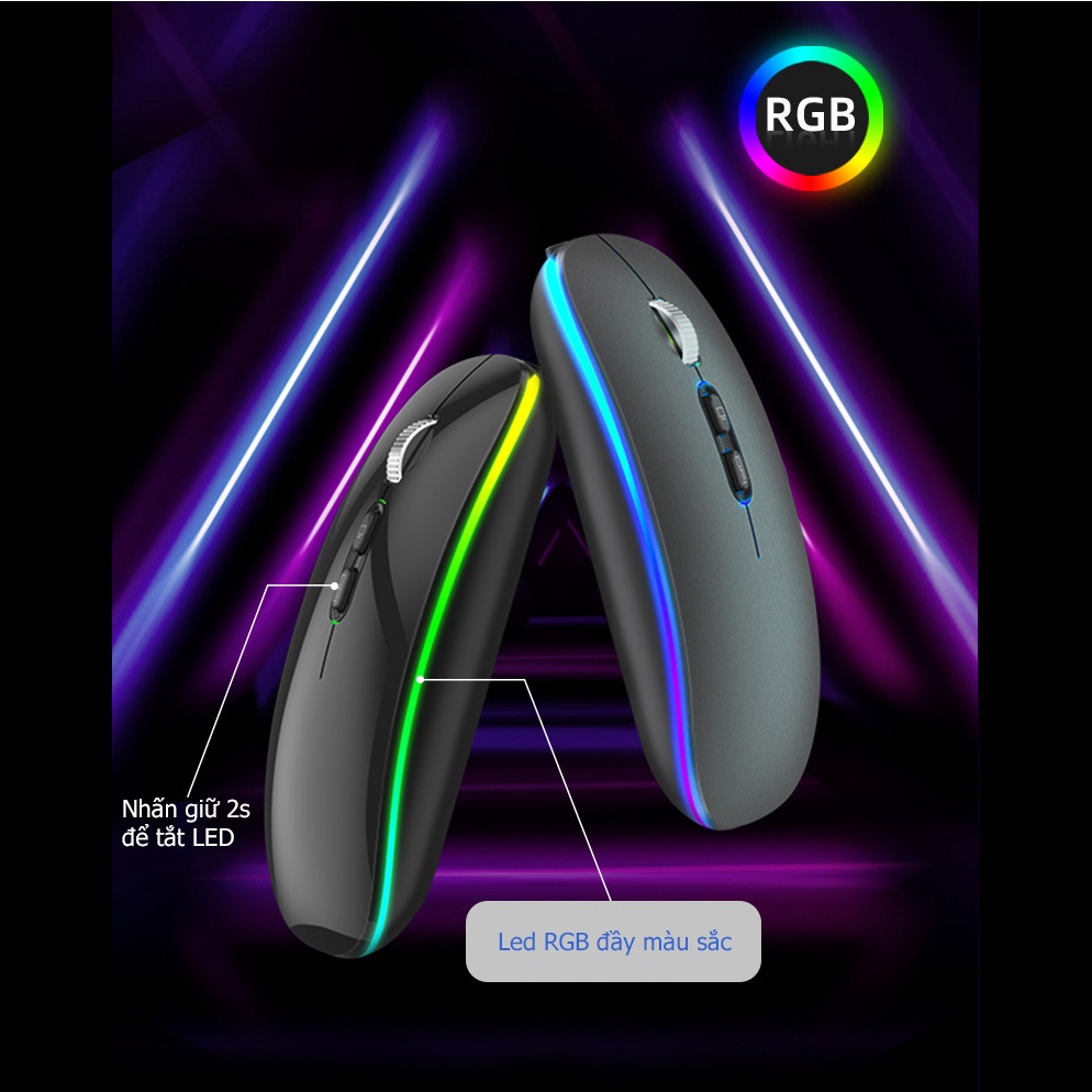 Chuột Không Dây Bluetooth FMOUSE M103 pin sạc không ồn LED RGB cho máy tính - Hàng Chính Hãng