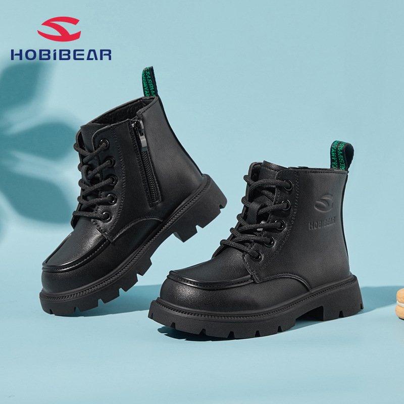 [Chính hãng] BỐT DA, GIÀY CAO CỔ CHO BÉ HIỆU HOBIBEAR CÓ KHÓA KÉO MẪU GW7816 ĐEN