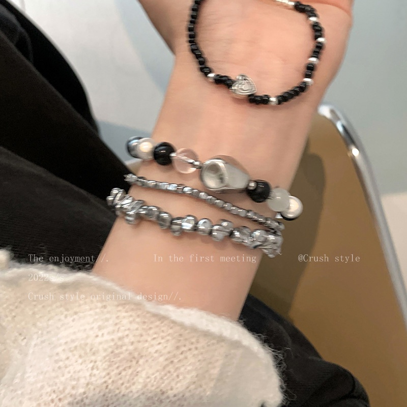 Vòng Tay HợP Kim Unisex ĐíNh HạT HìNh Tim Xinh XắN
