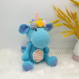 Gấu bông móc len Amigurumi cao cấp Amiu Việt Nam - Rồng một sừng đồ chơi nhồi bông handmade cho bé - SP000055