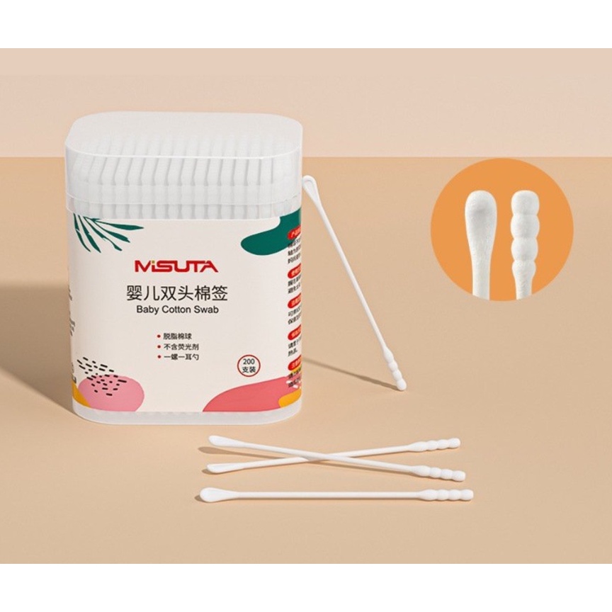 Tăm bông cho bé sơ sinh V-Coool, hộp 200 que lõi giấy Goodbabyvn