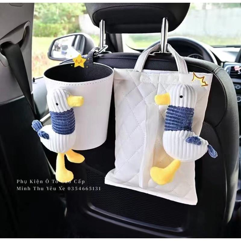 Túi đựng khăn giấy/ Thùng rác treo sau ghế xe hơi thiết kế dễ thương tiện dụng