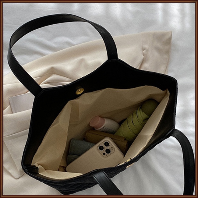 Túi Tote Đeo Vai Màu Trơn Sức Chứa Lớn Phong Cách Retro Thời Trang Cho Nữ