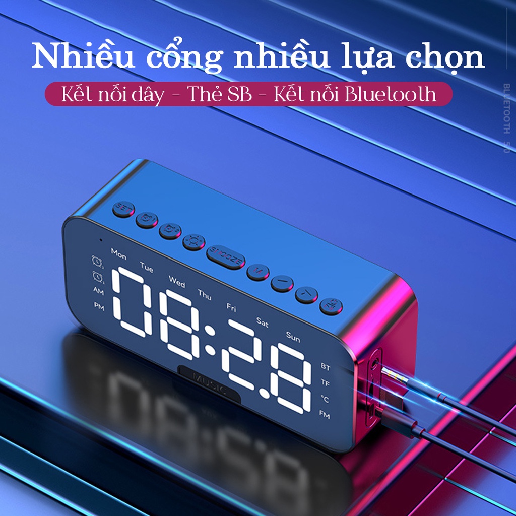 Loa Bluetooth Màn Hình Led P6 | Loa Không Dây Tích Hợp Đồng Hồ - Báo Thức - Đài FM - Màn Hình Gương - Đo Nhiệt Độ Phòng