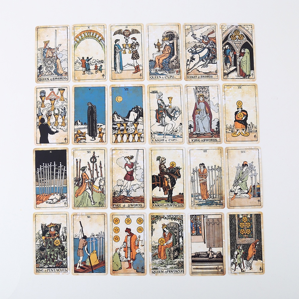 Bộ Bài Tarot Vintage Hộp Thiếc 78 Lá 98x58 Mm Tặng Đá Thanh Tẩy THA4