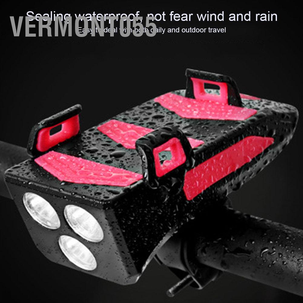 Vermont055 FH‑5501 Giá đỡ điện thoại di động dành cho xe đạp Đèn pha Còi sạc Phụ kiện đi 4 trong 1