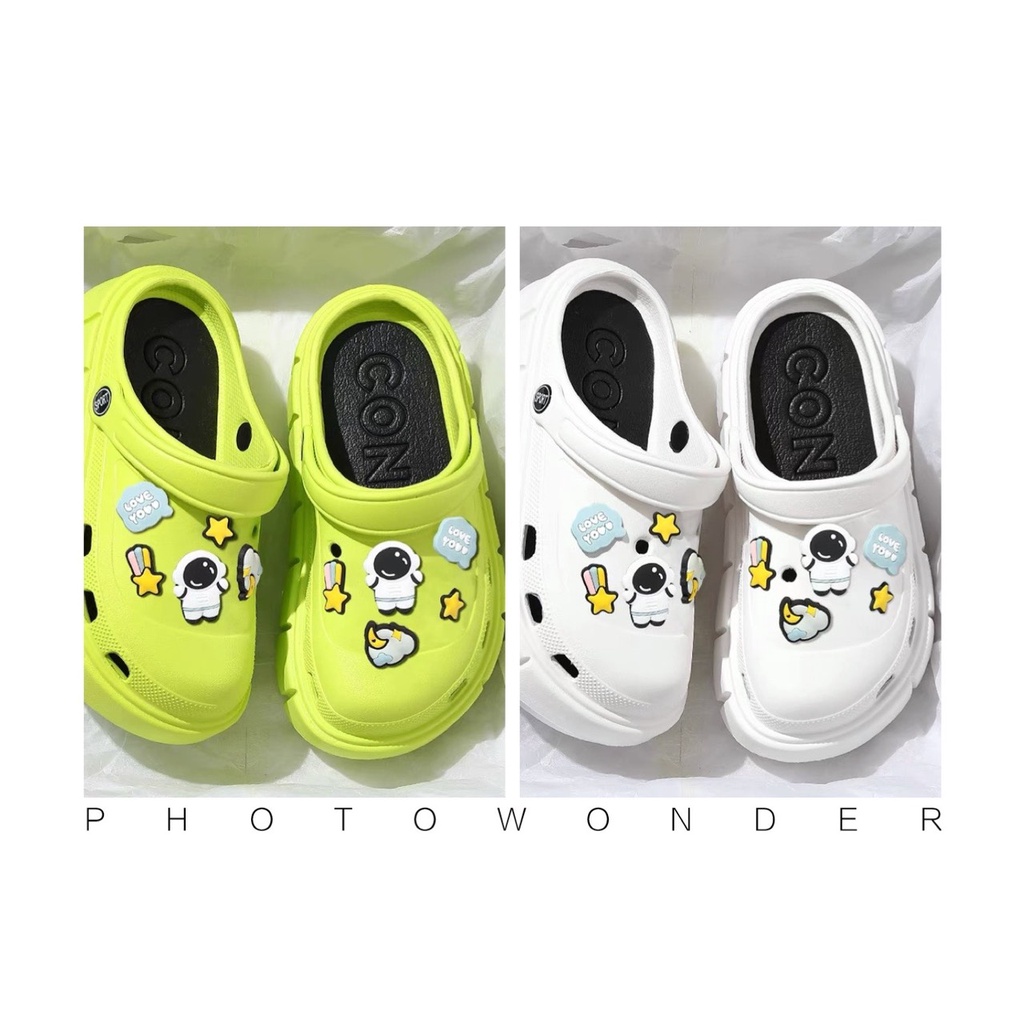 Sục Cross nữ độn đế Sticker sao hoả phi hành gia bắt mắt siêu hot Sandal nữ 7cm hình gấu thời trang