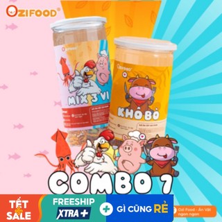 Combo khô bò và khô mix 3 loại heo, bò, mực