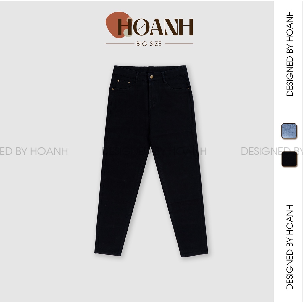 Quần Skinny Jeans Nữ Bigsize ( 50 - 90Kg ) Màu Đen Trơn, Co Giãn Mạnh, Lưng Cao Trên Rốn - HOANH BIGSIZE