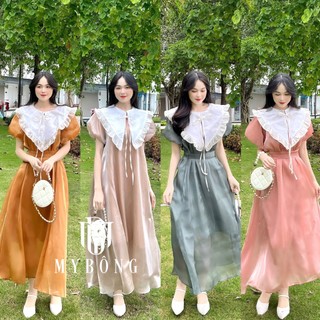 Đầm xuông tay bồng có dây cột eo xinh xắn mb5