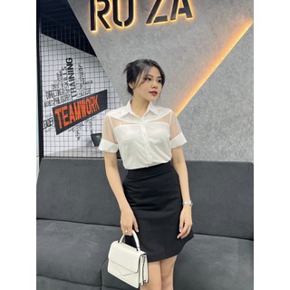 Áo sơ mi tay lỡ kiểu dáng freesize thời trang công sở RUZA AN 22 68