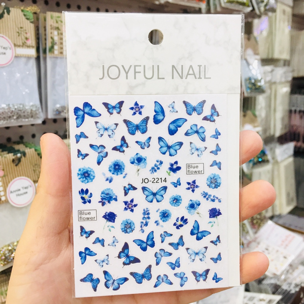 Sticker dán móng, nail sticker thương hiệu, sticker bướm, lá bài nhiều mẫu xinh xắn, dụng cụ làm móng