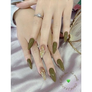 móng giả xanh mix xà cừ