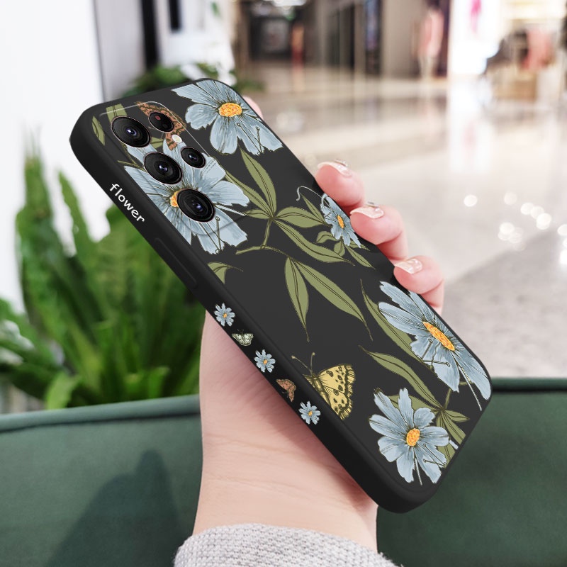 Bao Da Điện Thoại Họa Tiết Bướm Hoa Lan Cho samsung galaxy s23 s22 fe ultra plus Ốp